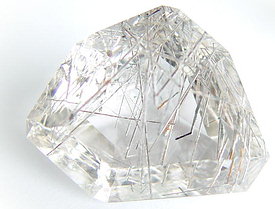 24.62 carats quartz gemstone, transparent gems tourmaline needles landscape, exclusive loose faceted quartz, gemstones shopping